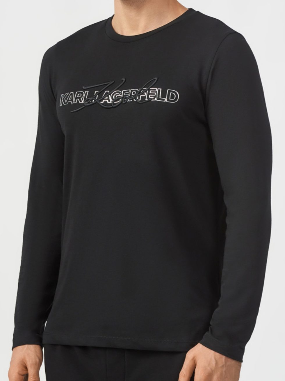 Karl Lagerfeld Long Sleeve Logo Crewneck T Shirt Sotris Stores