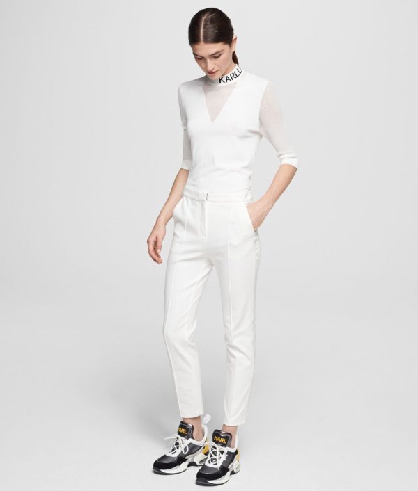Karl Lagerfeld | Pointelle logo mock-neck shirt, Karl Lagerfeld | Punto trousers logo tape