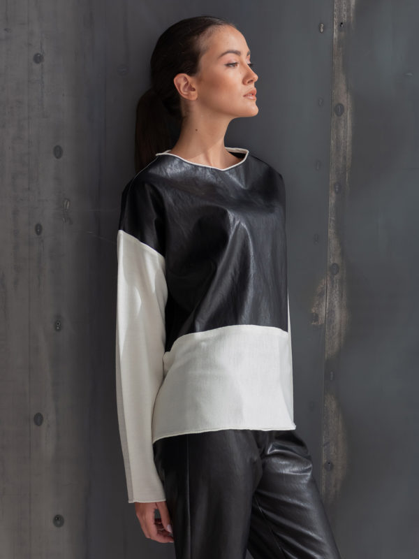 Pier antonio gaspari | Wool blouse with artificial leather