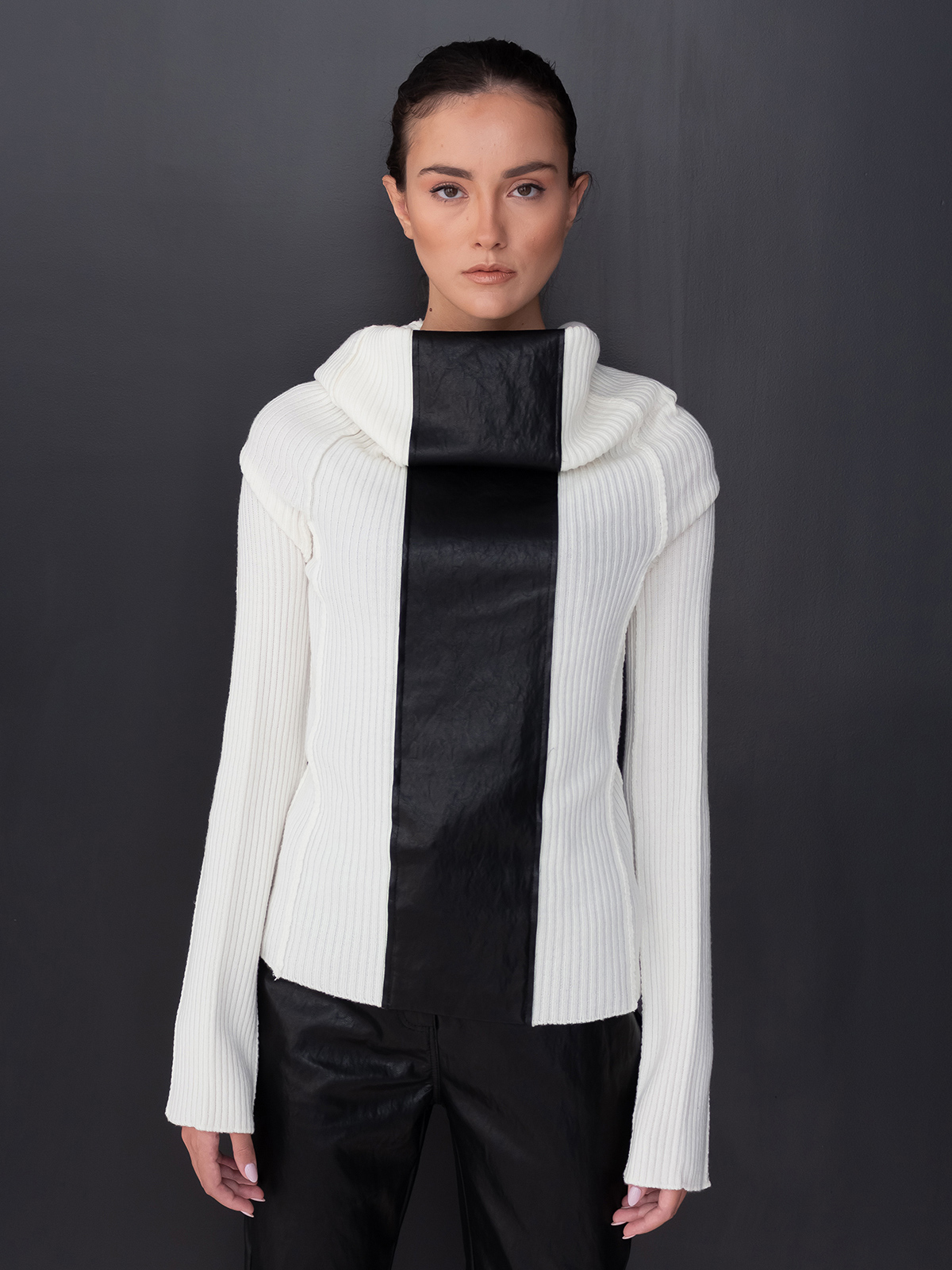 Pier antonio gaspari | Sweater with artificial leather - Sotris Stores