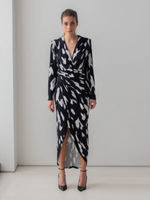 Sotris collection | Μαύρο και λευκό ντραπέ φόρεμα