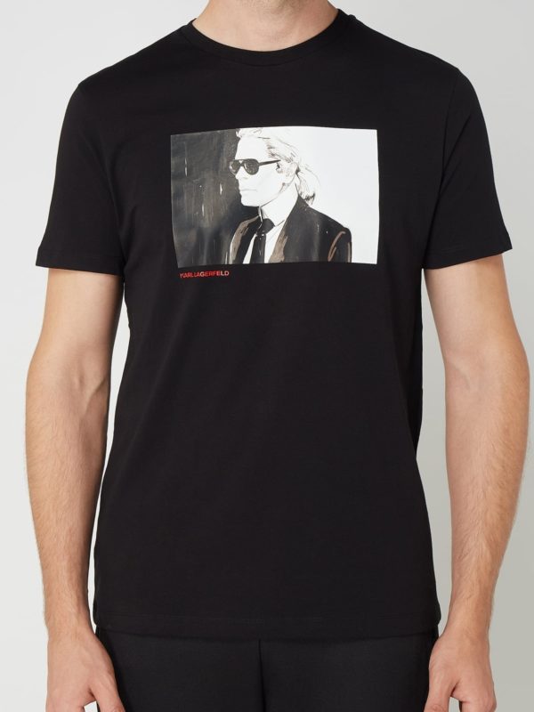 Karl Lagerfeld | Κοντομάνικη μπλούζα με στάμπα πορτραίτο και στρογγυλή λαιμόκοψη