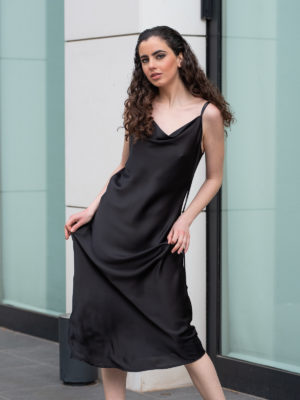 Sotris collection | Μαύρο τύπου lingerie φόρεμα