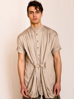 Dante | Mandarin collar shirt with pleated layers