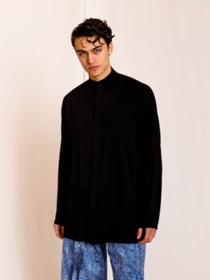 Dante | Black mandarin collar shirt