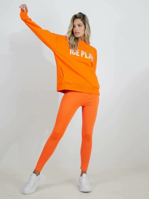 Ice Play | Πορτοκαλί φούτερ με στρογγυλή λαιμόκοψη και στάμπα λογότυπο