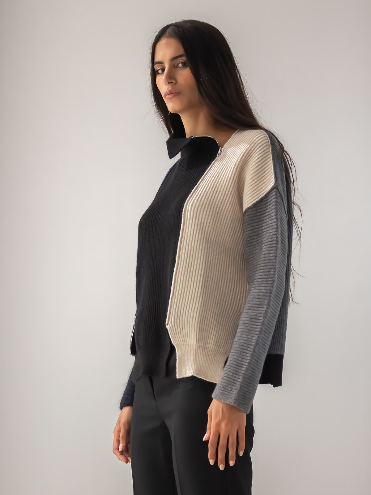 Pier Antonio Gaspari | Ribbed color block sweater