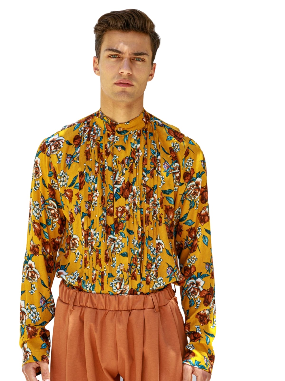 Dante Men | Floral pleated front shirt