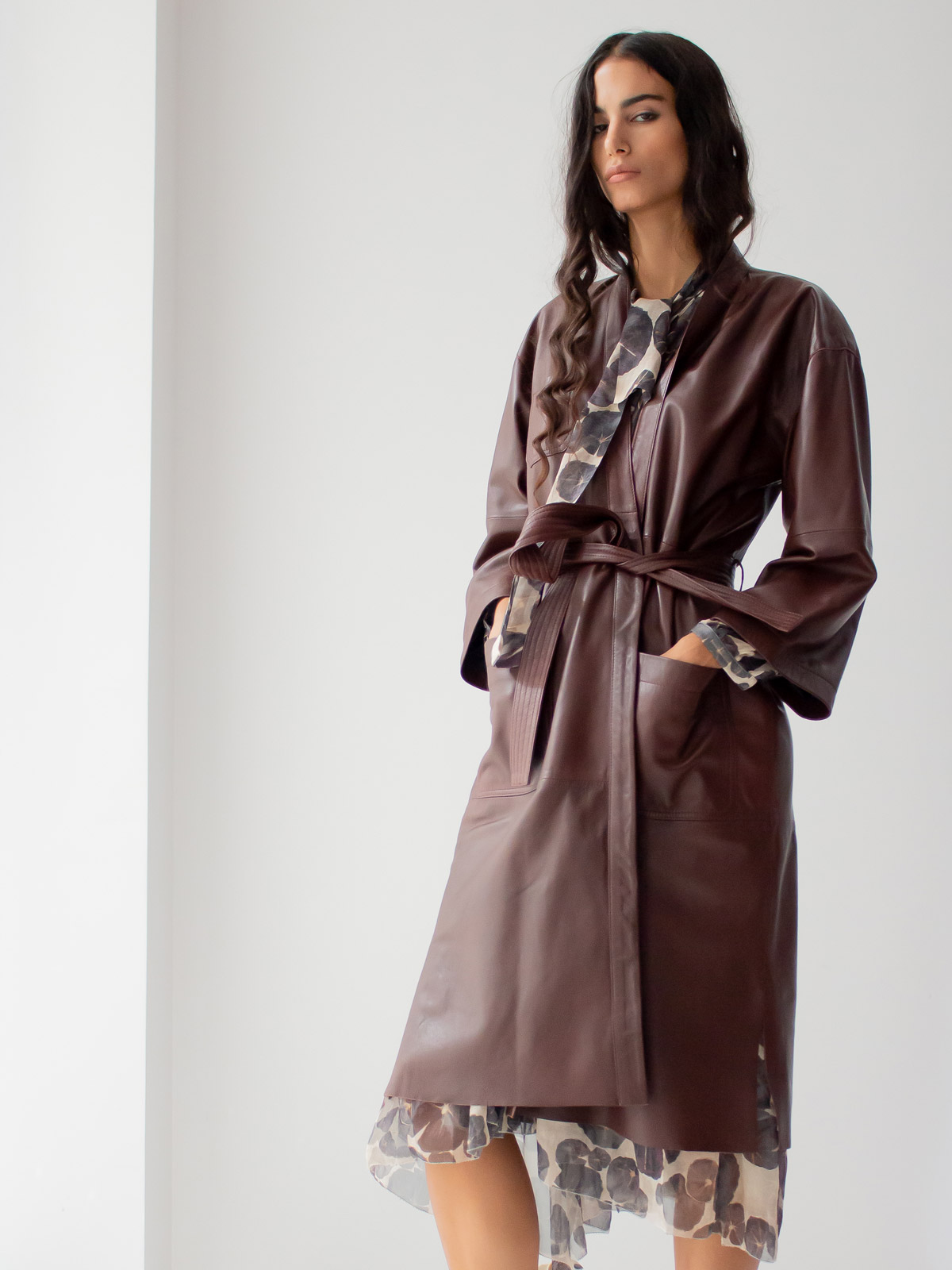 Psophia | Belted leather coat