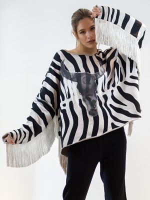 Robert Kupisz | Zebra print fringed sweatshirt