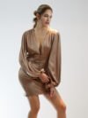 Sotris collection | Balloon sleeve satin dress - Image 2