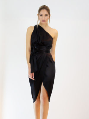 Sotris collection | Φόρεμα με έναν ώμο και πιέτες