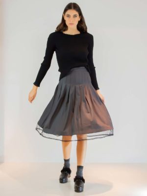 Sotris collection | Knife-pleat lace-trim skirt