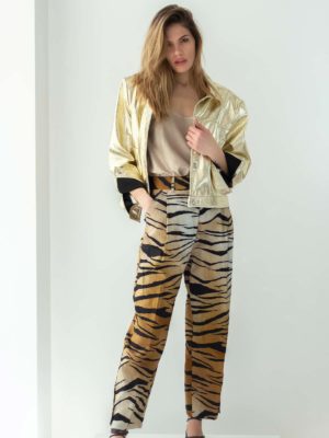 Beatrice | Tiger print trousers with buttoned cuffs