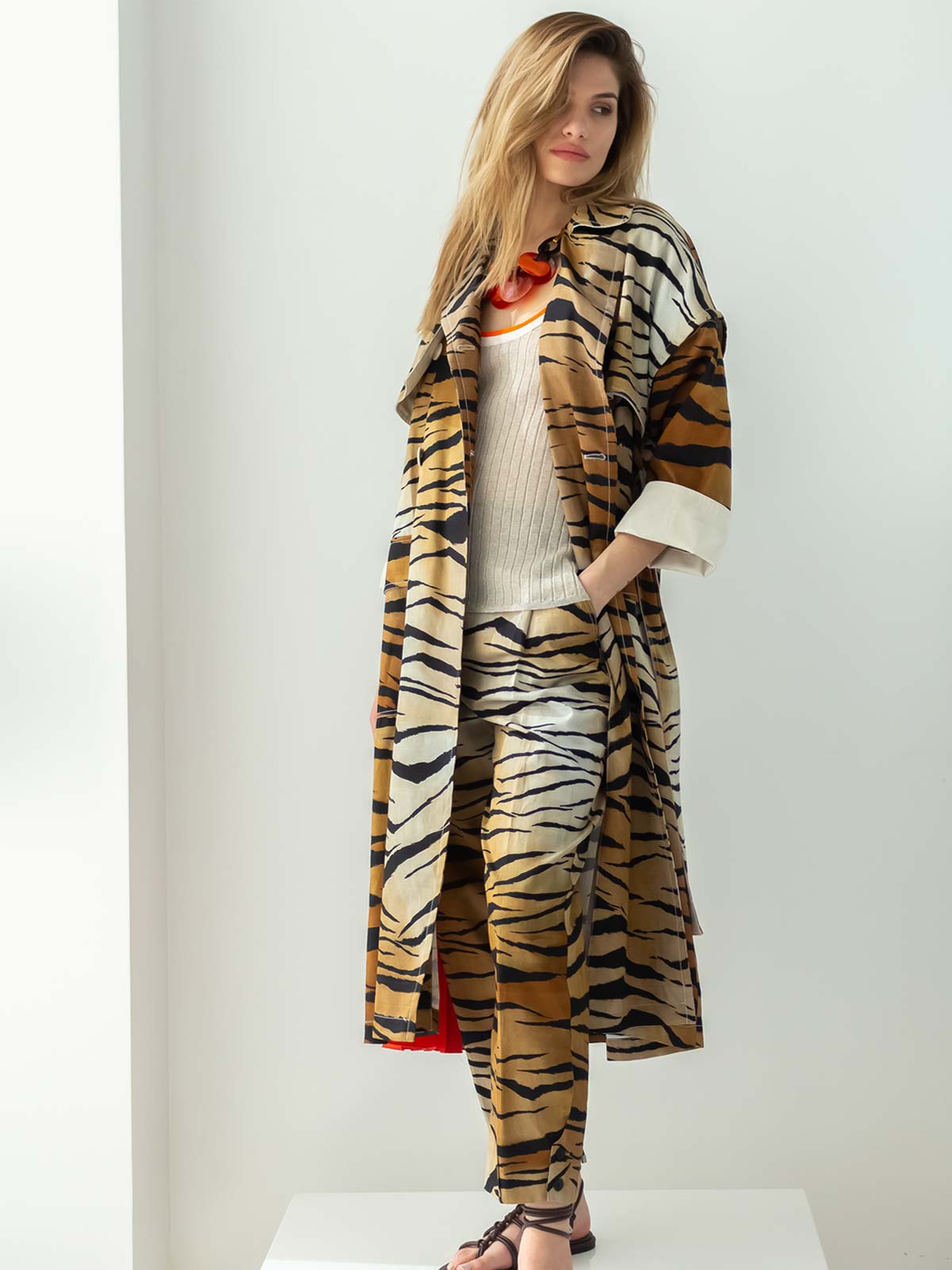 Beatrice | Tiger print trench coat