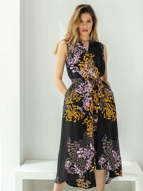 Psophia | Εμπριμέ φόρεμα με κρουαζέ ντεκολτέ