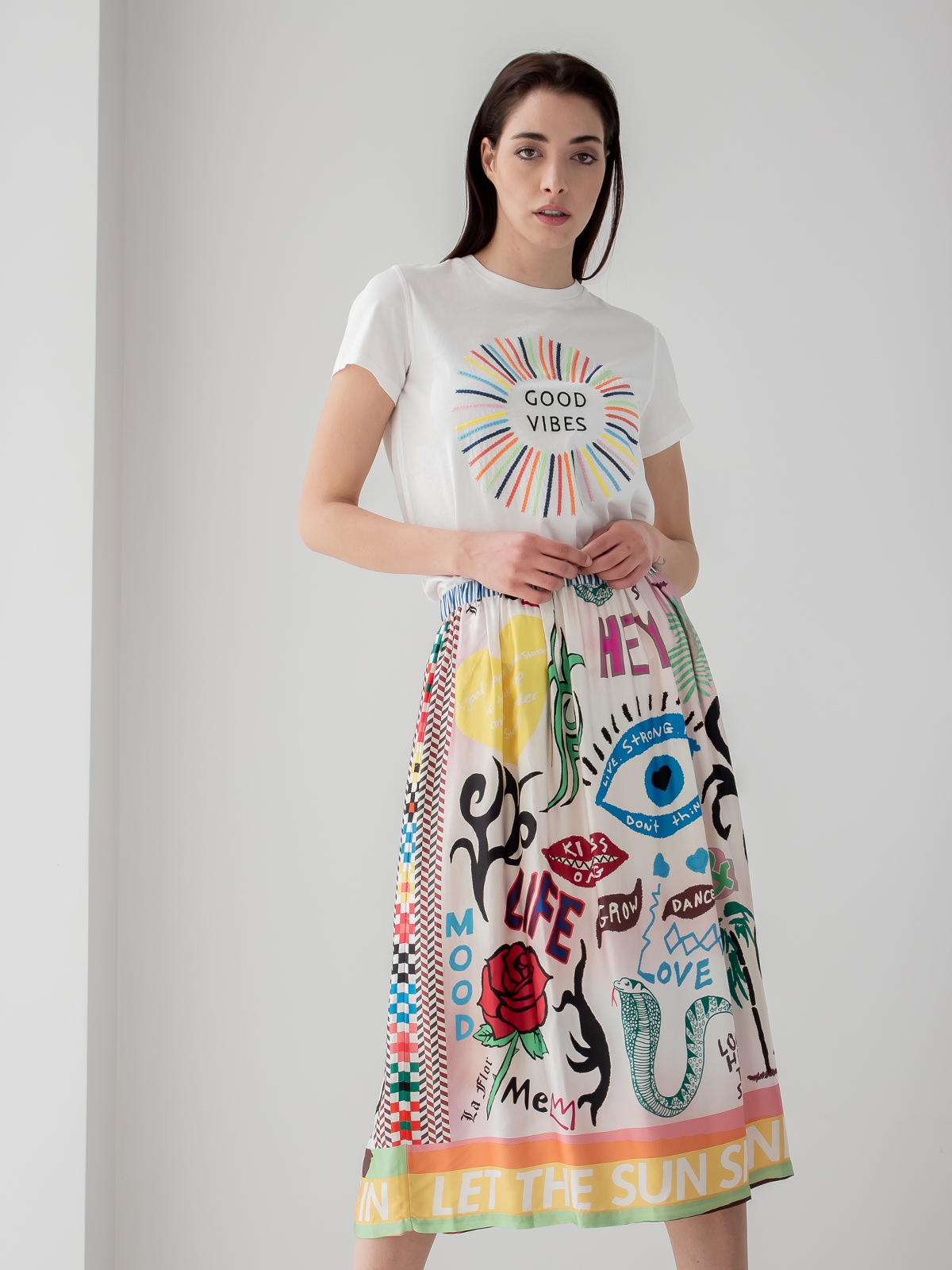 Me369 | Printed pleated skirt