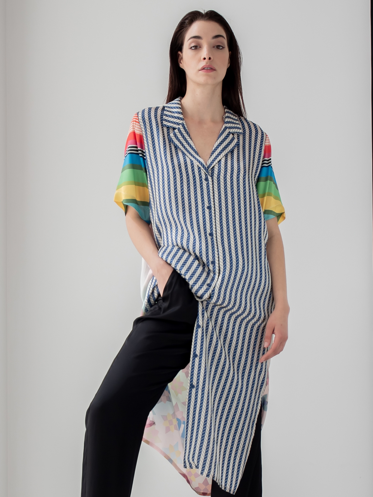 Me369 | Printed lapel collar shirt dress