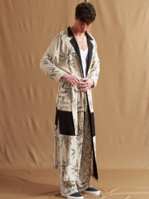 Dante Men | Floral contrast panel kimono robe