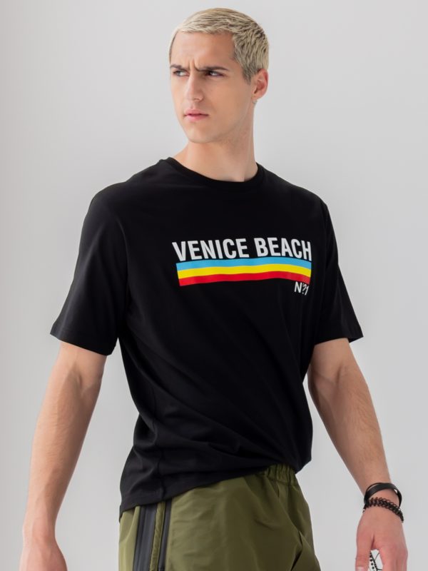 Ν°21 | Κοντομάνικη μπλούζα με χρωματιστές λωρίδες και λογότυπο
