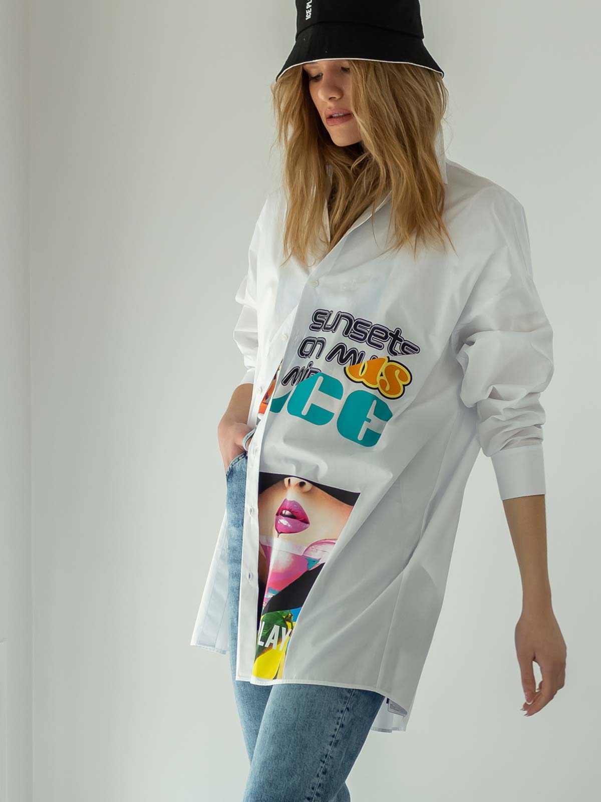 Ice Play | Wide shirt with photo print