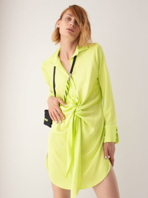 Sotris collection | Γκοφρέ σεμιζιέ φόρεμα με δέσιμο μπροστά