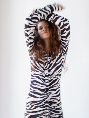 Sotris collection | Zebra print ruched shirt dress