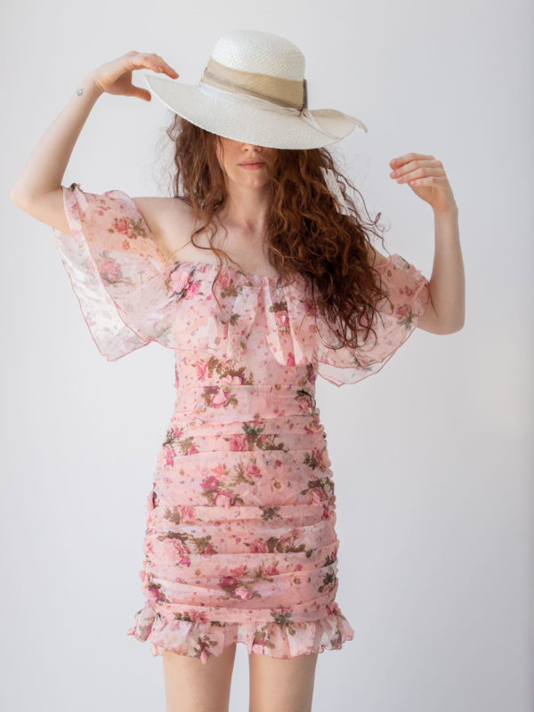 Sotris collection | Off shoulder rose print dress