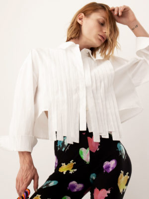 MSGM | Pleated front cropped shirt