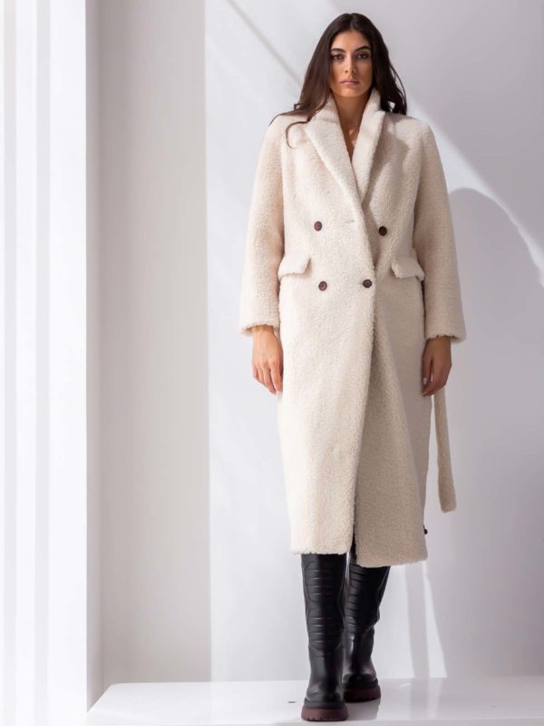 Beatrice B | Double-breasted faux shearling coat