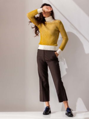 Beatrice B | Ribbed contrast-trim turtleneck sweater