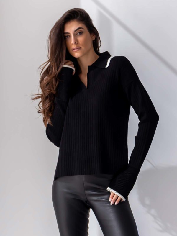 Beatrice B | Rib-knit polo-collar sweater