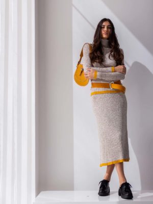 Beatrice B | Contrast-hem rib-knit skirt