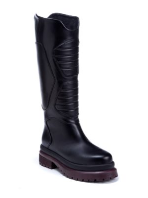 Makris | Quilted panel knee high boots