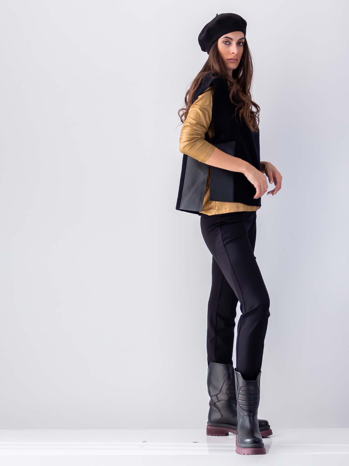 Pier Antonio Gaspari | Knitted top with leather inserts - Sotris Stores
