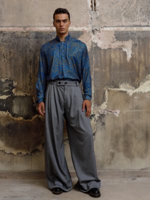 Dante Men | Herringbone wide-leg trousers