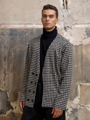 Dante Men | Houndstooth double-breasted cardigan