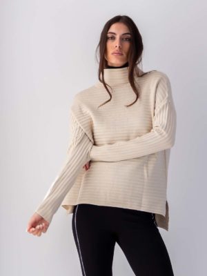 Sotris collection | Horizontal ribbed mock neck sweater