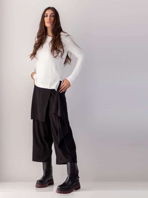 Sotris collection | Tie-waist overlay wide-leg trousers