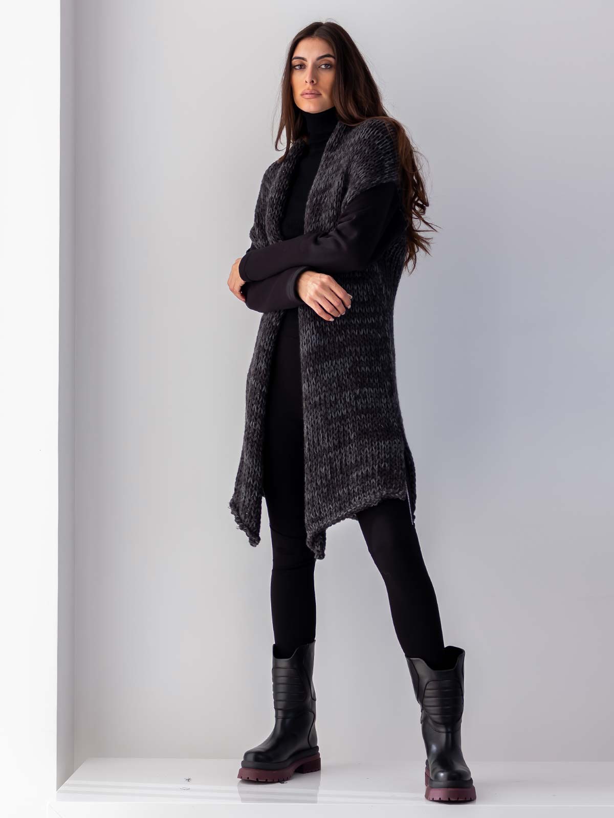 Sotris collection | Chunky knit wide collar cardigan - Sotris Stores