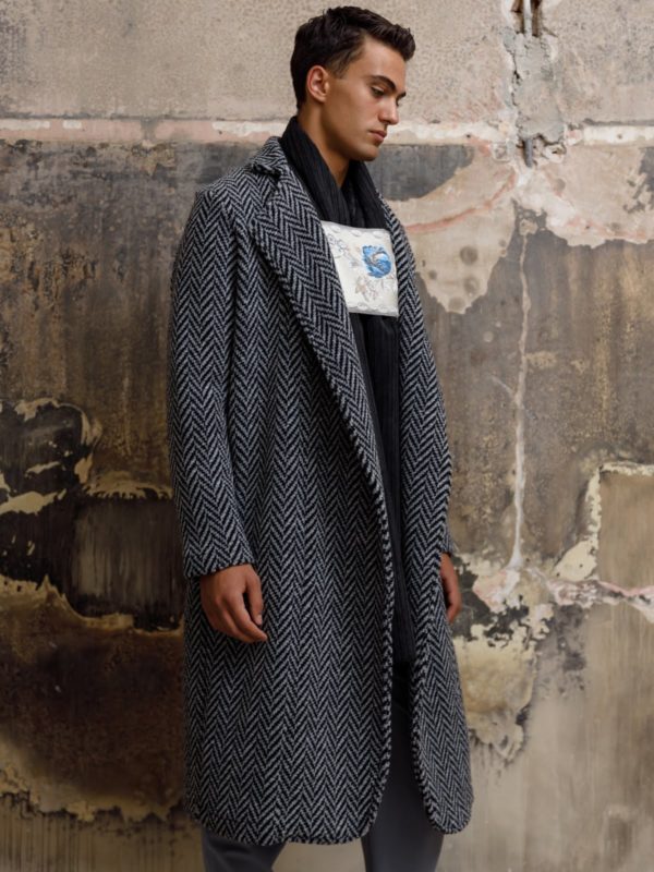 Dante Men | Παλτό ψαροκόκκαλο με δέσιμο στη μέση