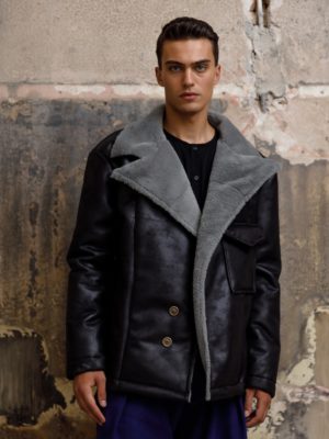 Dante Men | Leather-look faux fur lined jacket