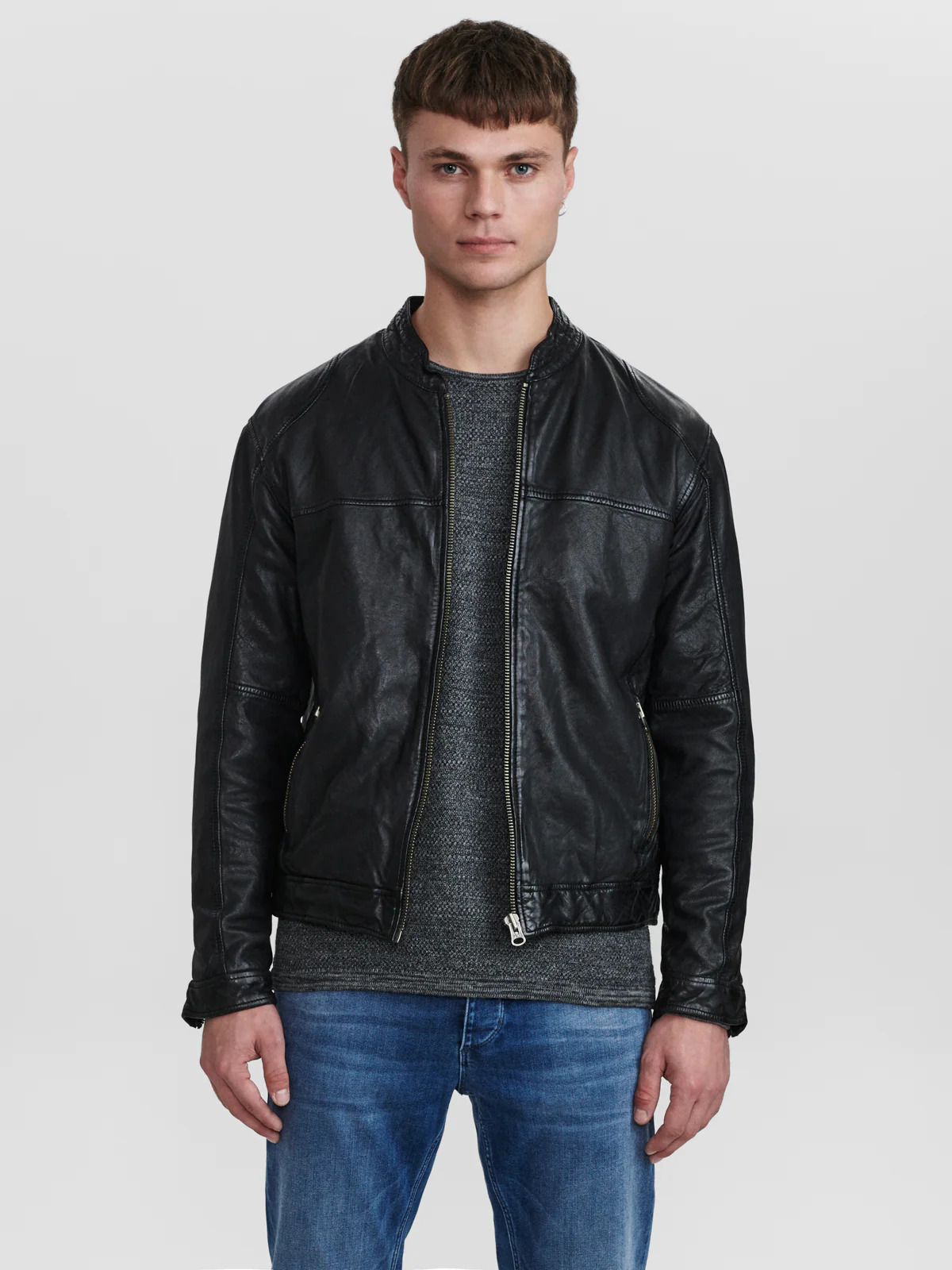 Gabba | Bailey one stand-collar leather jacket - Sotris Stores