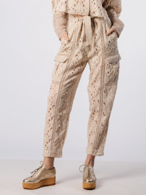 Mes Demoiselles | Lalique παντελόνι με μπροντερί ανγκλέζ και ζώνη