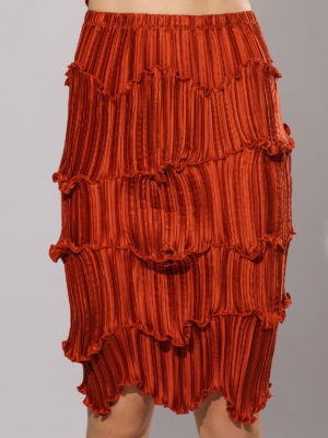 Daphne Valente | Mahogany pleated tiered ruffle skirt