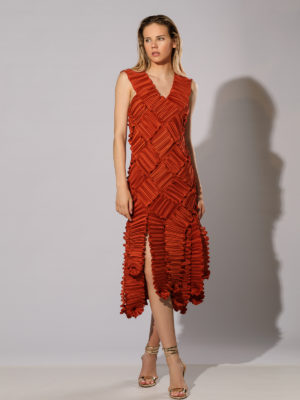 Daphne Valente | Callirhoe basket weave pleated dress