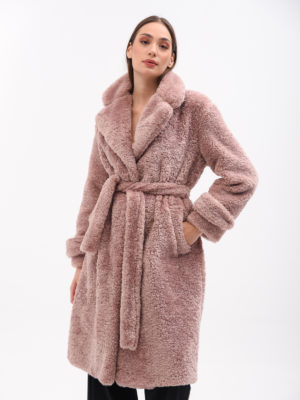 Marella | Monochrome Salone double-breasted faux shearling coat