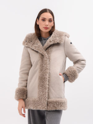 RRD | W23572 reversible faux shearling hooded coat