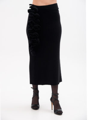 Liviana Conti | Ruffle appliqué knitted skirt