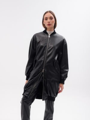Liviana Conti | Leather look long jacket